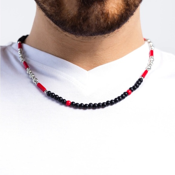 Men’s Unisex Volcanic Valiance - Red Necklace - Picture 2 of 2